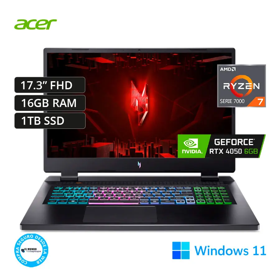 Acer NITRO AN17-41-R6L9 Ryzen 7-7840HS, 16GB RAM, 1TB SSD, RTX