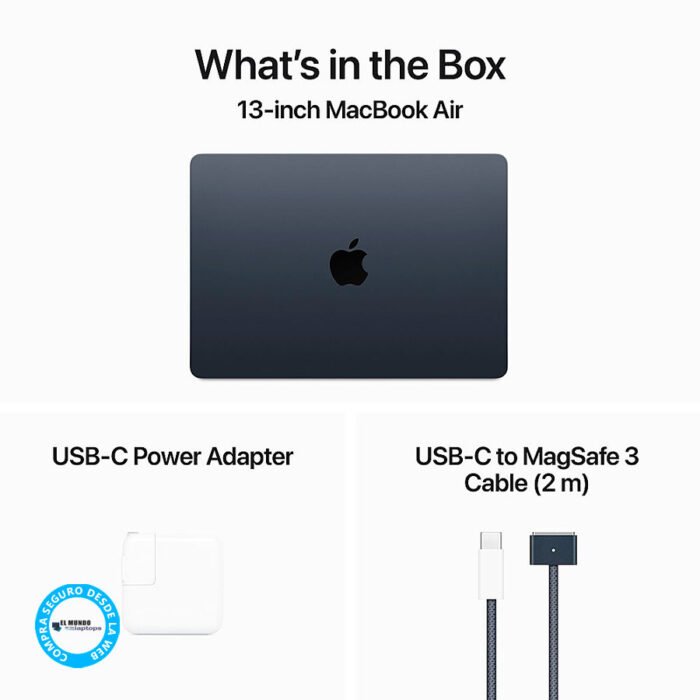 MacBook Air 2024 Apple M3, 8GB RAM, 256GB SSD, 13.6″ Retina, Midnight - Imagen 5